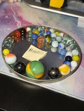 Lot Of Vintage Swirl Glass Marbles With Shooters Cat s eyes Solid m6