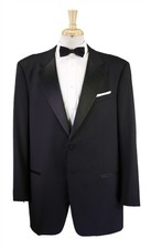 Armani Collezioni Black 2-Btn Wool Tuxedo Formal Wedding Suit 44L