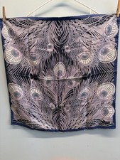 Liberty of London Vintage Hera Silk Scarf Peacock Motif Hand Rolled Edges