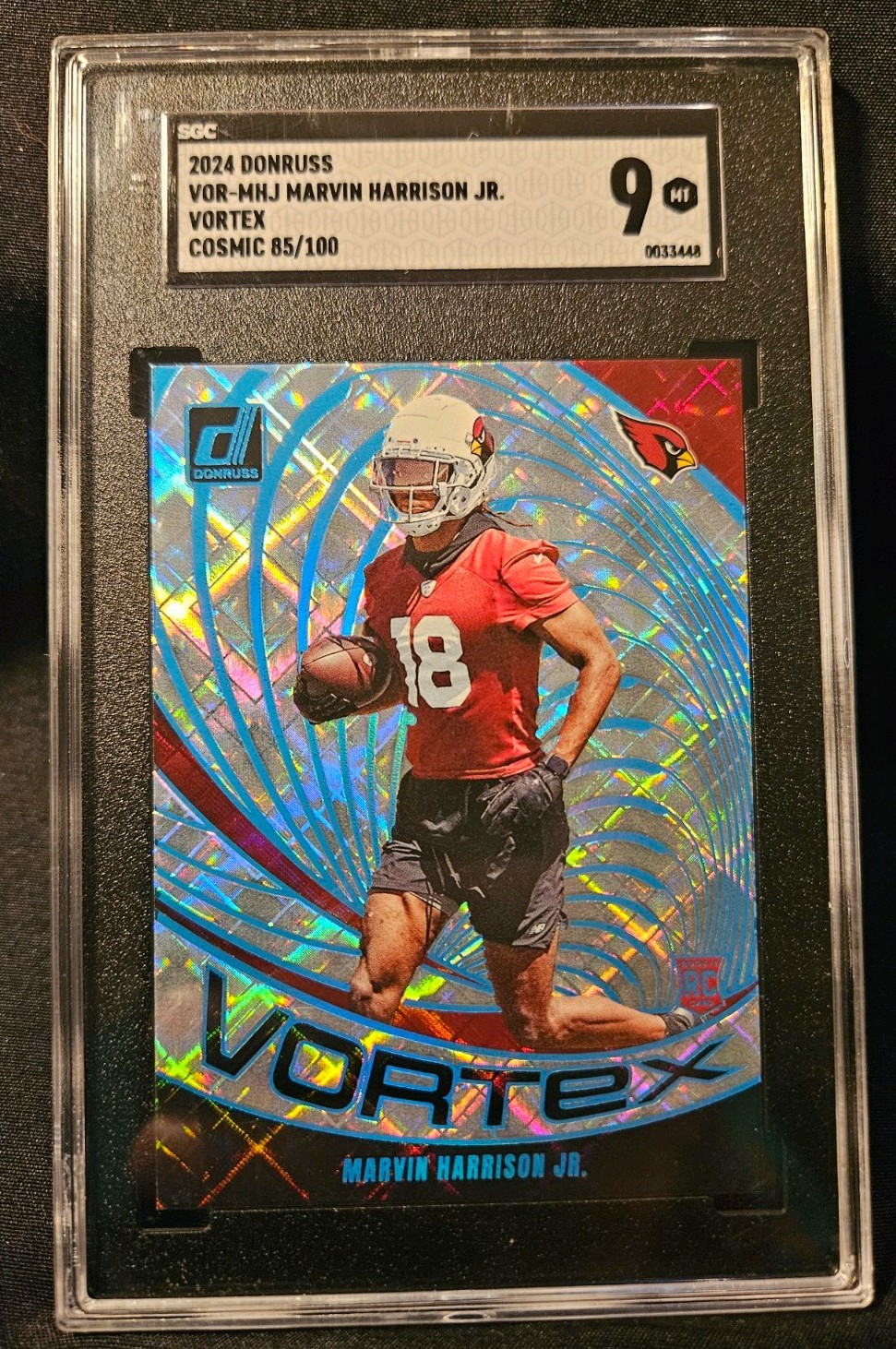 2024 Panini Donruss - Vortex Marvin Harrison Jr. #VOR-MHJ Cosmic /100 (RC) SGC 9