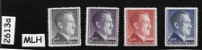 MLH Adolf Hitler stamp set Perf 12.5  524-527 Third Reich Germany WWII    #2613a