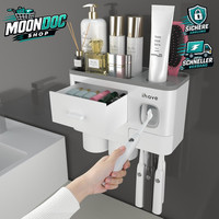 ZahnbüRstenhalter Wand Mit Zahnpastaspender Schublade Badezimmer Organizer Weiß