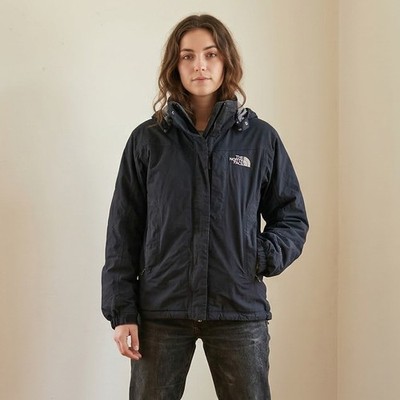 The North Face HyVent Rain Jacket Womens Medium Black Hooded Shell ALZ1 F06
