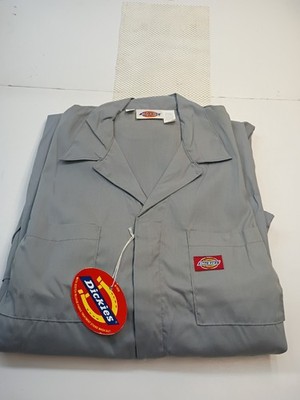 VTG 90'S DICKIES SHORT SLEEVE POPLIN COVERALLS/JUMPSUIT DEADSTOCK NWT GRAY MENS