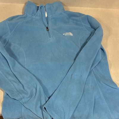 The North Face Women's Blue Denali 1/4 Zip Fleece Sweatshirt M Logo