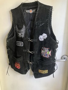 Motorcycle Vest Suede Harley And Ratfink Patches
