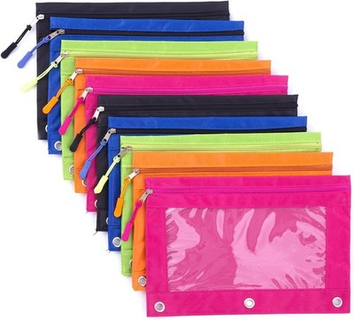 Binder Pencil Pouches Pencil Pouch 3 Ring Binder Clear Window Zipper Pencil Case
