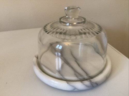 Vintage Luminarc Cheese Dome Marble Base 19cm Diam Unused 2.1kg - Picture 4 of 10