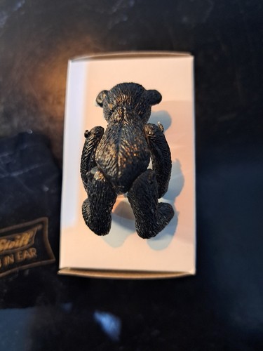 Steiff Zinn Miniatur Schwarzbär bewegliche Gliedmaßen mit Original Samtbeutel - Bild 3 von 3