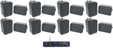Rockville Rock Zone 8 Ch. Receiver 16 Black 6.5" Wall Speakers For Restaurant