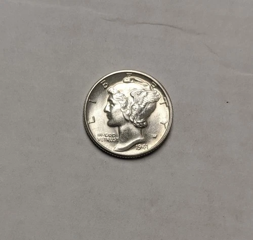 1941-D Mercury Dime - High Grade Uncirculated Full Bands Silver 10¢ Coin