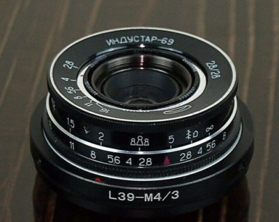 訳有り industar-69 28mm f2.8 L39 M39 2 Industar- 69 Soviet macro lens 28mm f 2,8 Mount m39 L39-M4/3