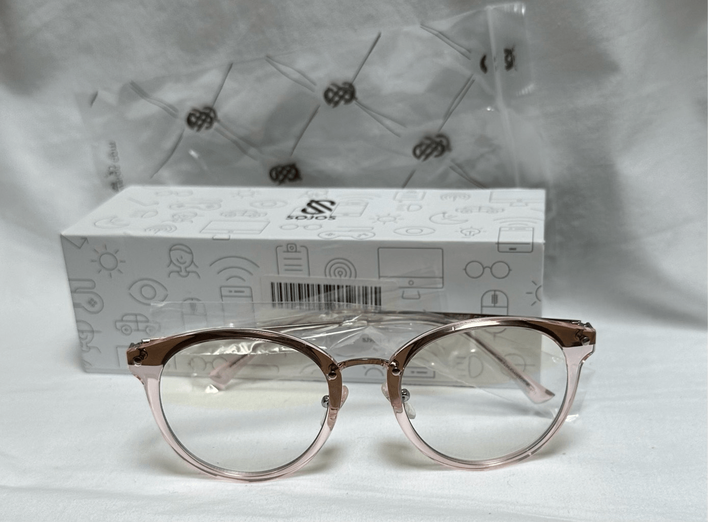 Sojo Blue Light glasses retro round light pink non-prescription  NWT.  #M-1257-image