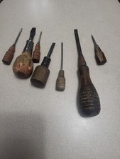 Vintage  Wooden  Handle Screw Drivers Lot Of 7 Cool