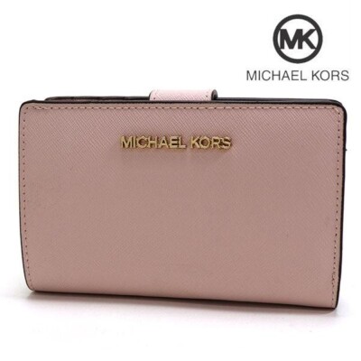Michael Kors Medium Women Leather Bifold Zip Coin ID Wallet in