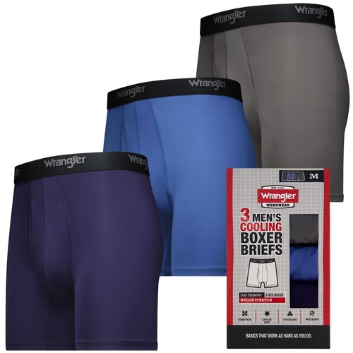 Wrangler Men's Boxer Briefs Cooling Stretch Nylon Boxers, 3 Pack M, L, XL or 2XL - Picture 2 of 7