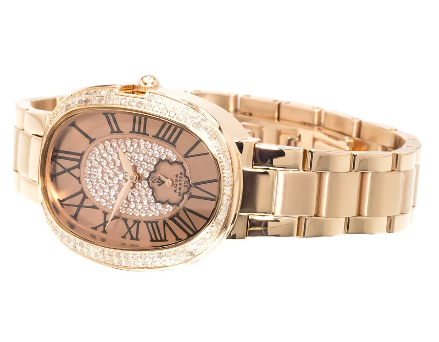 Ladies Aqua Master Swiss Rose Gold Symmetry Genuine (1.0 ct) Diamond Watch W#343 - Image 2 of 4