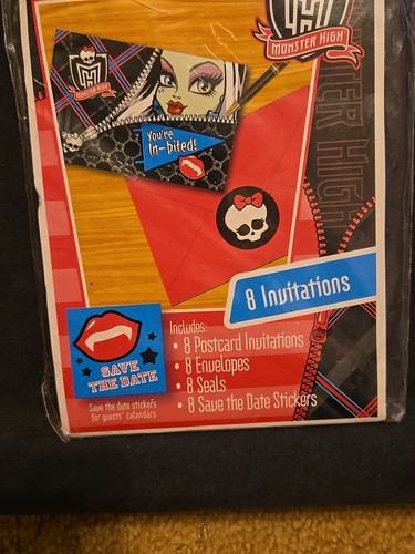 NEW Pack of 8 Monster High Birthday Party Post Card Invitations - Picture 2 of 3