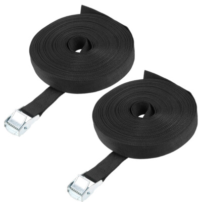 2 Packung Zurrgurt + Nockenschnalle 12Mx25mm 80Kg Ladekappe Polypropylen Schwarz
