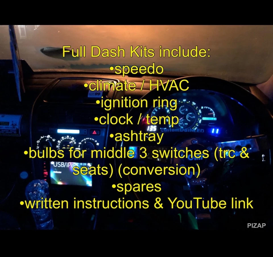 WHITE Full Dash Kit LEXUS Is200 Is300 Led Speedo Altezza Sxe10 Toyota JDM Drift - Image 2 of 4