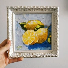 Lemons Painting Impasto Painting Original Oil Painting Kitchen Decor 3D Art 6х6