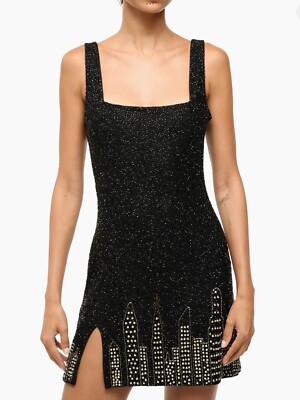 Staud Glass Beaded NYC Skyline Mini Dress Sz Large AUTHENTIC NWT | eBay