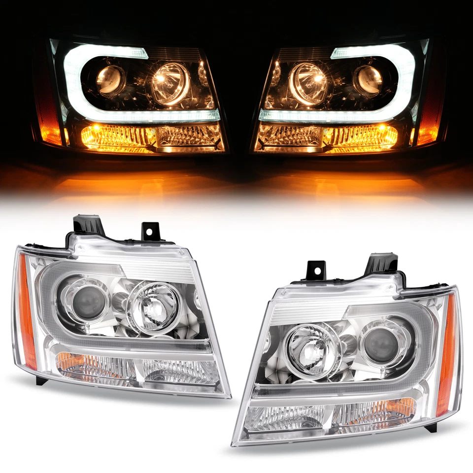 Faro proyector LED DRL transparente para Chevy Avalanche Suburban Tahoe 2007-14 Foto 2 de 4