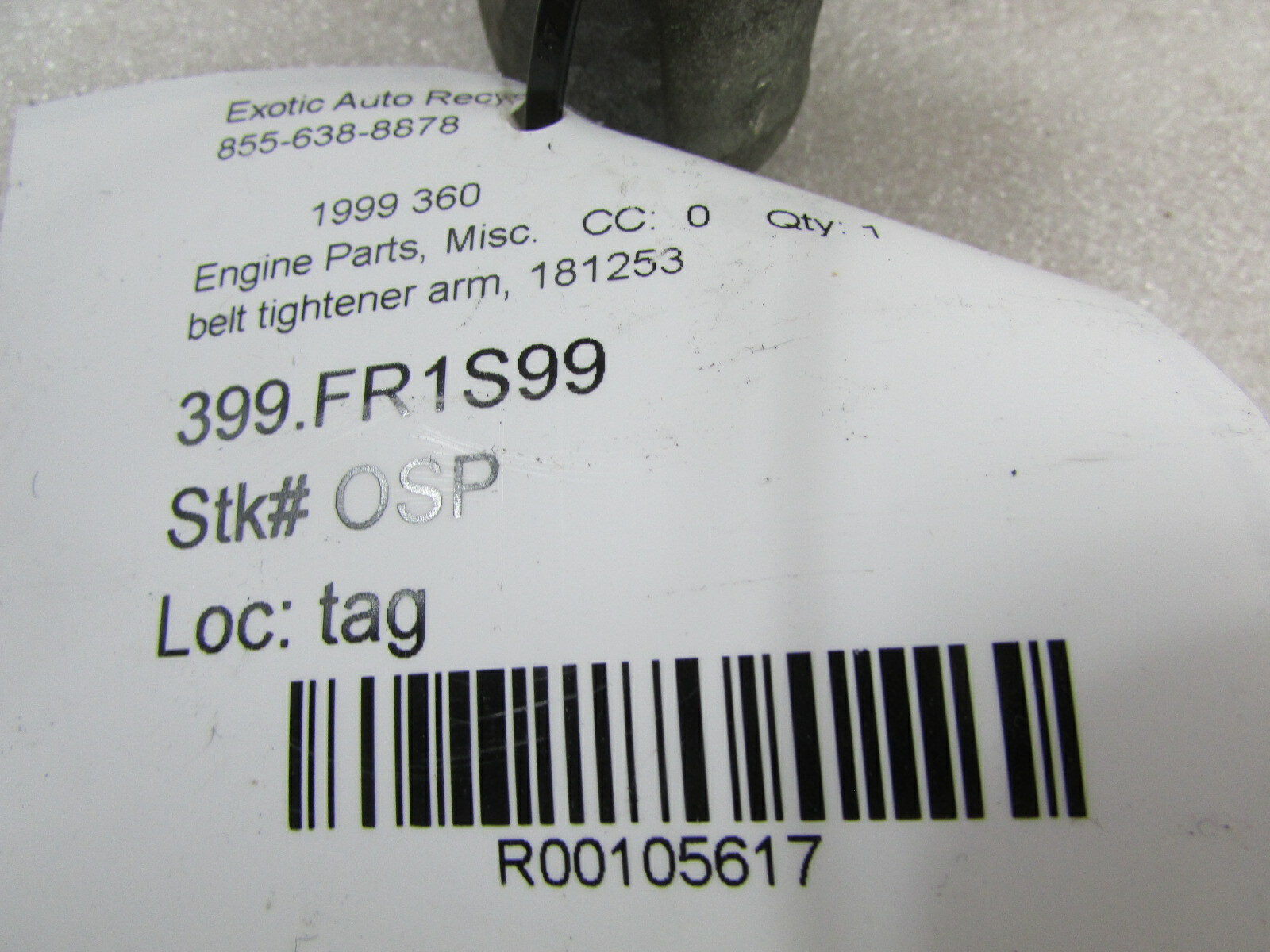 Ferrari 360, Belt Tightening Arm, P/N 181253