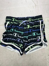 NWOT Champion Athletic Shorts Kids Girls 10/12 All Over Logo Print Black B3-112
