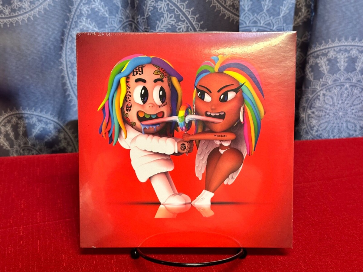 6ix9ine Nicki Minaj 'Trollz' 7 inch Vinyl White & Blue Splatter