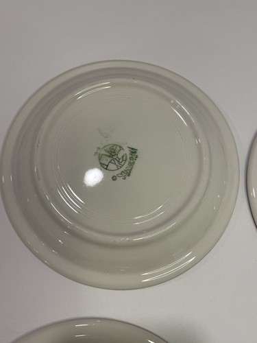 "Platos de pan vintage Syracuse China marrón moteado rayas 6"" artículos de restaurante x4" - Imagen 16 de 17