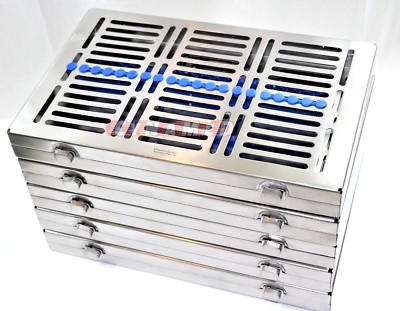 5GERMAN DENTAL AUTOCLAVE STERILIZATION CASSETTE TRAY INSTRUMENT 11.25X7.25X1.25''