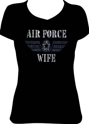 NWT Air Force Wife Rhinestone Black TShirt Sparkle Bling Glitter 2XL Women kpop