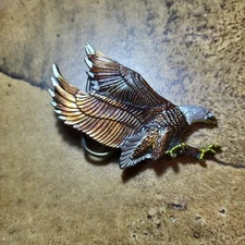 Vintage 1979 The Great American Buckle Co Chicago Brass Belt Buckle Eagle USA