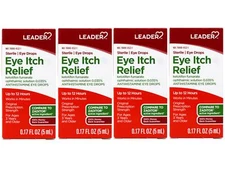 4 Pack Leader Eye Itch Relief Drops Ketotifen Fumarate, Antihistamine 0.17 fl oz