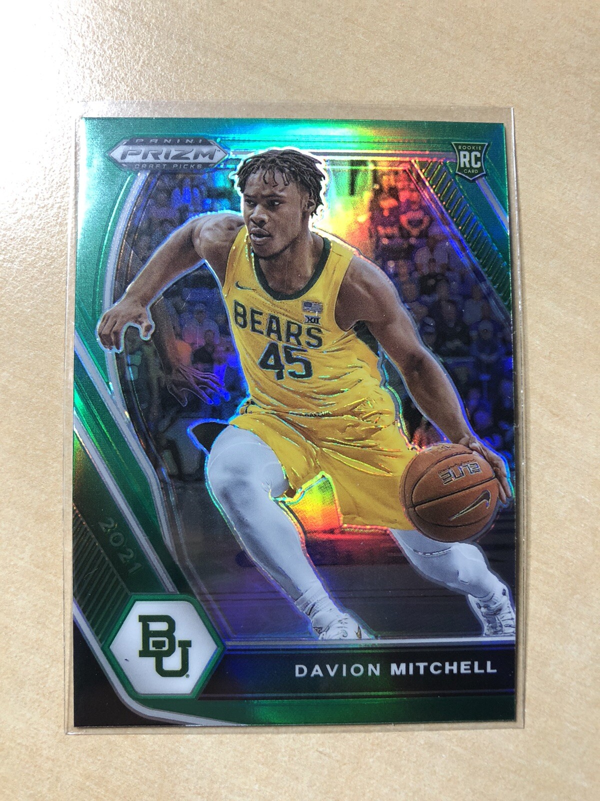 2021-22 Panini Prizm Draft Picks Davion Mitchell Green Prizm Rookie RC #13 Kings