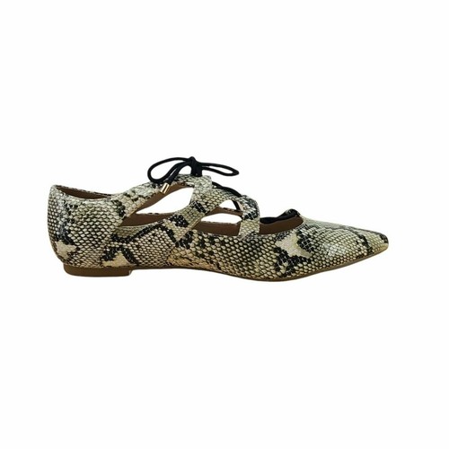 TOPSHOP Womens Faux Snakeskin Leather Lace up Pointed Toe Flats Size 7.5 US - Picture 8 of 11