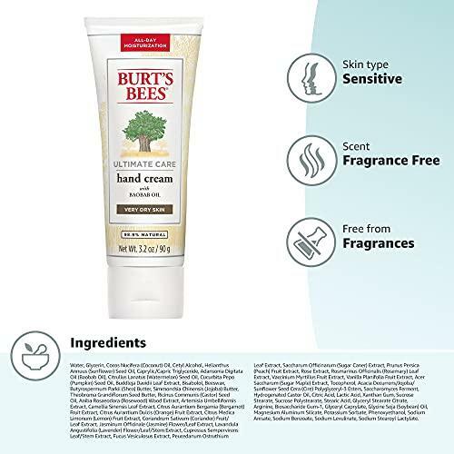 Burt's Bees Baobab Oil Ultimate Care Hand Cream, 3.2 Oz (Package May