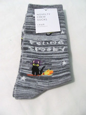 NEW SZ 9-11 SOCK SZ WOMEN'S NOVELTY SOCKS  "FELINE SPOOKY" CAT'S THEMED