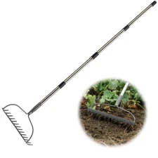 Bow Rake 14 Metal Tines w/ 72" Long handle for Yard Lawn Shrub clean Leaves