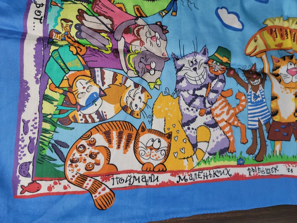  Pavlovo Posad 100% 纯棉头巾斜纹围巾披肩幼稚裹身 — 第 2/4 张图片