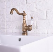 Antique Brass Swivel Spout Kitchen Bar Sink Basin Mixer Water Tap faucet esf115