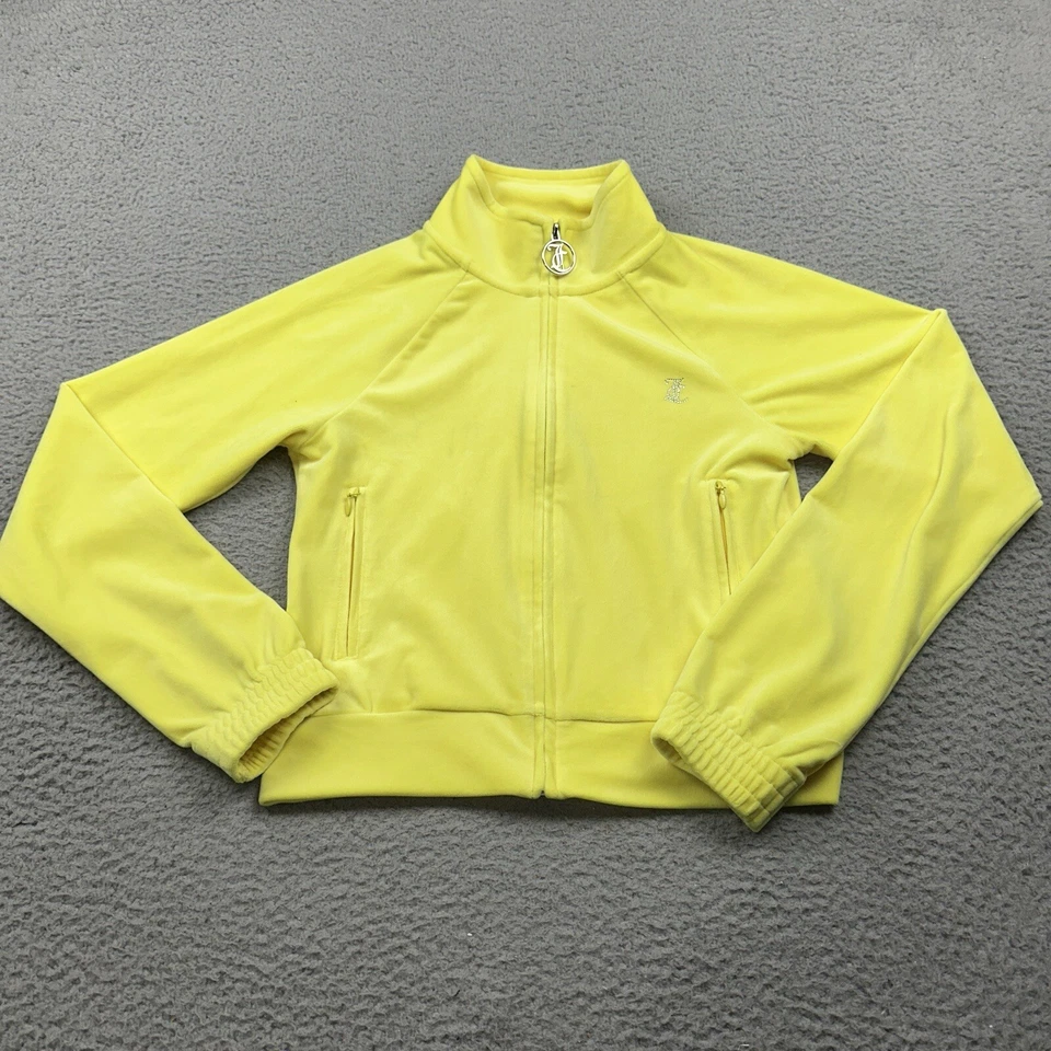 Chaqueta Juicy Couture para mujer pequeña de terciopelo amarillo adornada con cremallera Foto 2 de 4
