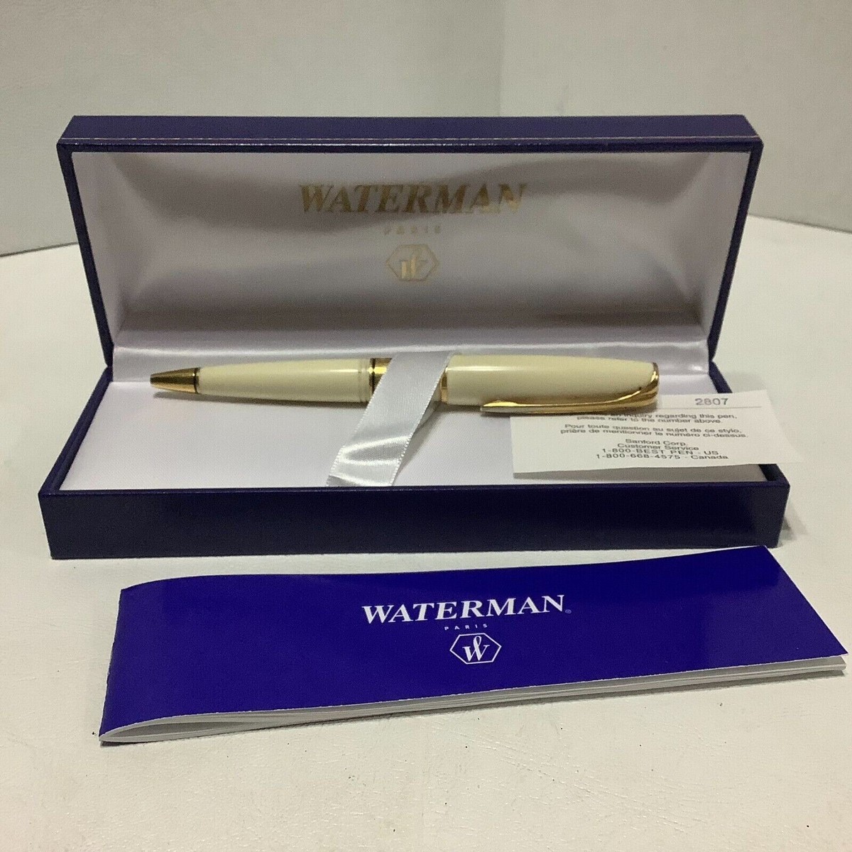 Waterman Charleston Ballpoint Pen Ivory & Gold Trim In Box * | eBay
