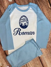 Easter Egg Sparkly Personalised Name Printed Cotton Pyjamas, keepsake, Gift PJ's