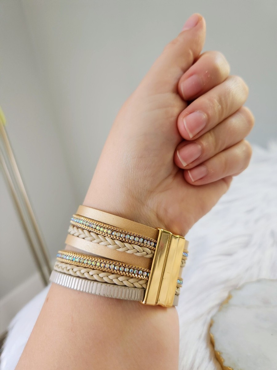 New Ryze Women's Vegan Leather Wrap with Faux Pearl Bracelet - Main Image