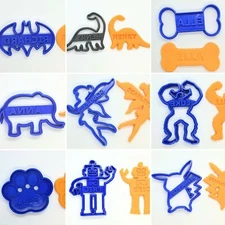 Custom embossed 3D printed Cookie Cutters -choose your shape/logo & text!(Set 1)