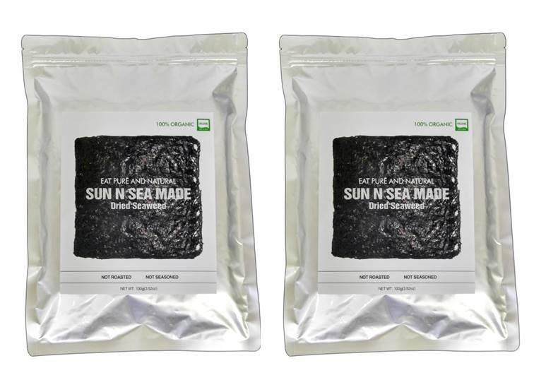 [SUN N SEA MADE] 100 hojas USDA orgánico coreano alga fuente seca para bocadi...