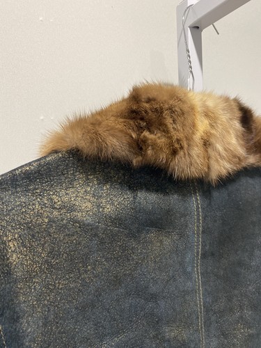 Jean Crisan Leather Jacket Fur Trim Size M Women's - Picture 7 of 12