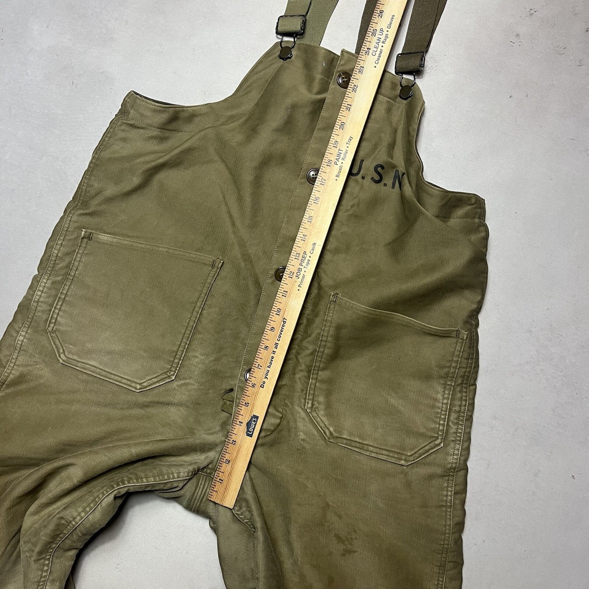 パンツ 40's vintage usnavy deck bib 1944 WW2 Vintage US Navy Wet Weather Deck Trousers